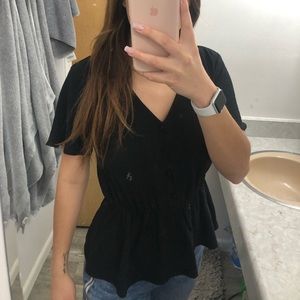 Sinched Waist Blouse with Buttons